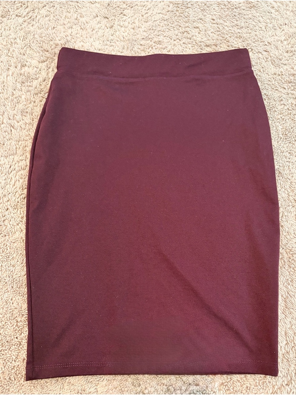 Plum Burgundy Fitted Pencil Skirt High Waist Stretchy Midi Bodycon - 045